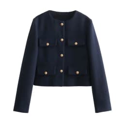 MUJER Tweed Cropped Jacket Woman Long Sleeve Vintage Jacket Woman Fashion Button Elegant Jackets For Women New In Short Coats
