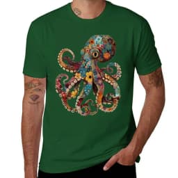 Full color octopus T-Shirt quick drying korean fashion summer tops Aesthetic clothing funny t shirts for men