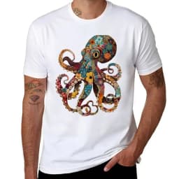 Full color octopus T-Shirt quick drying korean fashion summer tops Aesthetic clothing funny t shirts for men