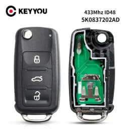 KEYYOU 5K0837202AD Remote Key for VW for Volkswagen Beetle/Caddy/Eos/Golf/Jetta/Polo/Scirocco/Tiguan/Touran/UP 433Mhz ID48Chip