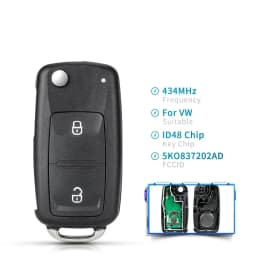 KEYYOU 5K0837202AD Remote Key for VW for Volkswagen Beetle/Caddy/Eos/Golf/Jetta/Polo/Scirocco/Tiguan/Touran/UP 433Mhz ID48Chip