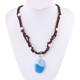 New 2026 Blue Stone Luminous Pendant Necklaces Polynesia Ocean Princess Moana Rope Chain Necklace Women Female Fashion Jewelry