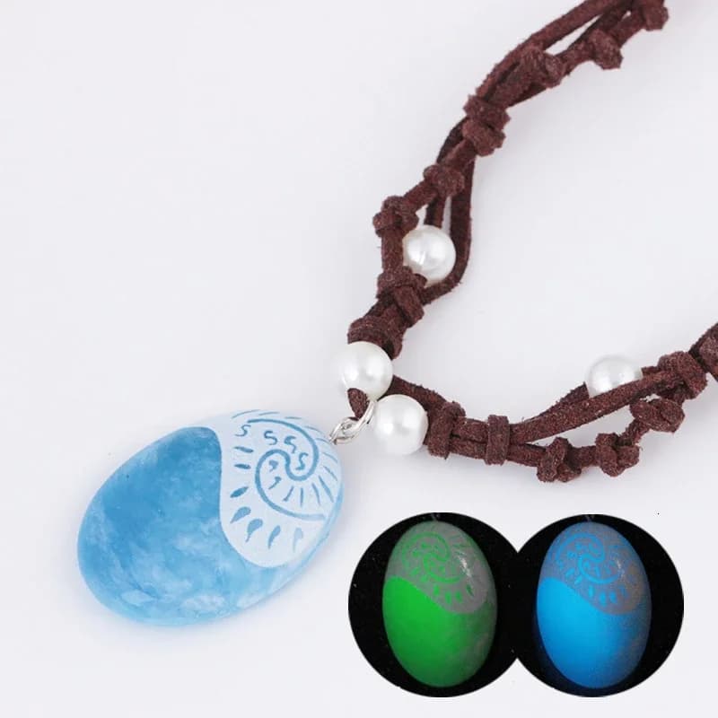 New 2026 Blue Stone Luminous Pendant Necklaces Polynesia Ocean Princess Moana Rope Chain Necklace Women Female Fashion Jewelry