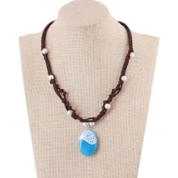 New 2026 Blue Stone Luminous Pendant Necklaces Polynesia Ocean Princess Moana Rope Chain Necklace Women Female Fashion Jewelry