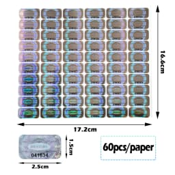 300/600pcs 2.5x1.5cm Security Seal Tamper Proof Stickers Holographic Warranty Void Laser Label with Serial Number Adhesive Label