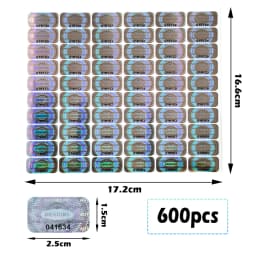 300/600pcs 2.5x1.5cm Security Seal Tamper Proof Stickers Holographic Warranty Void Laser Label with Serial Number Adhesive Label