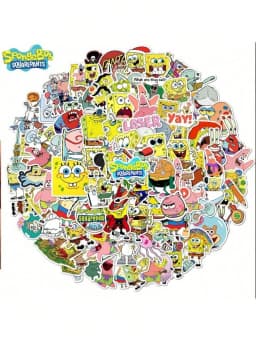 50pcs SpongeBob Officially Licensed Vinyl Stickers High Quality Tentacles Sticker for Water Bottle Waterproof DIY Decals