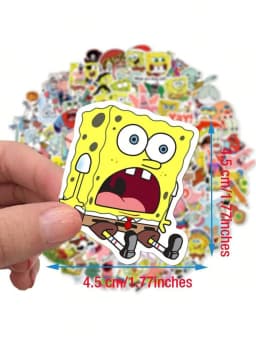 50pcs SpongeBob Officially Licensed Vinyl Stickers High Quality Tentacles Sticker for Water Bottle Waterproof DIY Decals