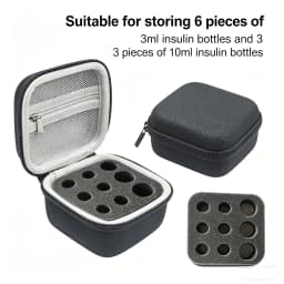 1pc Handheld Peptide Case Insulin Vial Holder 9 Slots for Standard 3/5/10ml Vial, Foam Protective, Sale Case Only