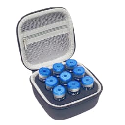 1pc Handheld Peptide Case Insulin Vial Holder 9 Slots for Standard 3/5/10ml Vial, Foam Protective, Sale Case Only