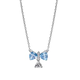 Hot Sales Original 925 Sterling Silver Blue Bow Set Earrings Ring Fit DIY Bracelet Necklace Women's Birthday Party Jewelry Set