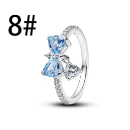 Hot Sales Original 925 Sterling Silver Blue Bow Set Earrings Ring Fit DIY Bracelet Necklace Women's Birthday Party Jewelry Set