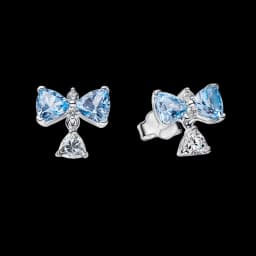 Hot Sales Original 925 Sterling Silver Blue Bow Set Earrings Ring Fit DIY Bracelet Necklace Women's Birthday Party Jewelry Set