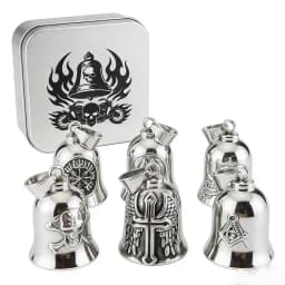 HNSP 316L Stainless Steel Gremlin Bell Biker Guardian Bell for Motorcycle, Luck Protection Pendant Men Gift Box Set