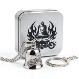 HNSP 316L Stainless Steel Gremlin Bell Biker Guardian Bell for Motorcycle, Luck Protection Pendant Men Gift Box Set