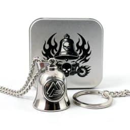 HNSP 316L Stainless Steel Gremlin Bell Biker Guardian Bell for Motorcycle, Luck Protection Pendant Men Gift Box Set