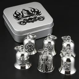 HNSP 316L Stainless Steel Gremlin Bell Biker Guardian Bell for Motorcycle, Luck Protection Pendant Men Gift Box Set