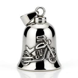 HNSP 316L Stainless Steel Gremlin Bell Biker Guardian Bell for Motorcycle, Luck Protection Pendant Men Gift Box Set