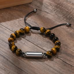 Vnox Men's Casual Lava Stone Beads Urn Bracelets for Ashes, Hollow Tube Cremation Keepsake Memorial Jewelry,Length Adjustable