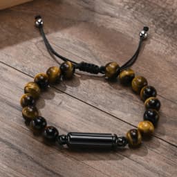 Vnox Men's Casual Lava Stone Beads Urn Bracelets for Ashes, Hollow Tube Cremation Keepsake Memorial Jewelry,Length Adjustable