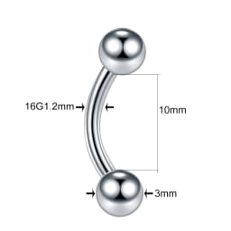 1PC Steel Eyebrow Banana Piercings Curved Barbell Ring Lip Labret Tongue Piercings Daith Helix Earring Piercings Body Jewelry