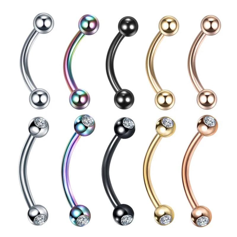 1PC Steel Eyebrow Banana Piercings Curved Barbell Ring Lip Labret Tongue Piercings Daith Helix Earring Piercings Body Jewelry