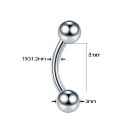 1PC Steel Eyebrow Banana Piercings Curved Barbell Ring Lip Labret Tongue Piercings Daith Helix Earring Piercings Body Jewelry