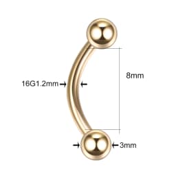 1PC Steel Eyebrow Banana Piercings Curved Barbell Ring Lip Labret Tongue Piercings Daith Helix Earring Piercings Body Jewelry