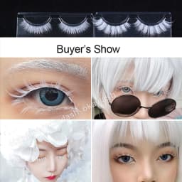 3 Pairs White Eyelashe Fluffy Lace Colored False Lashes Vegan Silk Eye Lashes for Doll Cosplay Party Halloween Makeup
