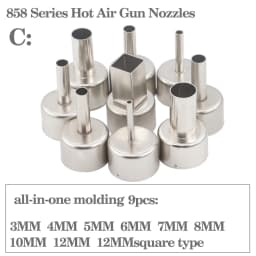 9pcs/lot 22mm Universal Nozzle Soldering station Hot Air Stations Gun Nozzles for 858D/858D+/8586/8858 Welding Nozzles