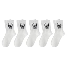 5/10/20 Pairs Men Skull Pattern Fashion Versatile Crew Socks, Halloween Dy, For Daily Life