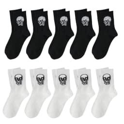 5/10/20 Pairs Men Skull Pattern Fashion Versatile Crew Socks, Halloween Dy, For Daily Life