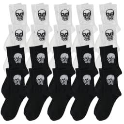 5/10/20 Pairs Men Skull Pattern Fashion Versatile Crew Socks, Halloween Dy, For Daily Life