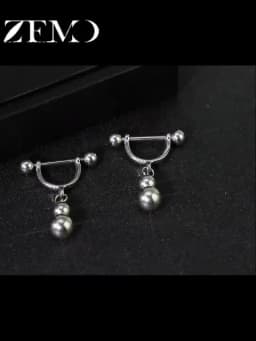 ZEMO 1PC/1Pair 14G/16G Stainless Steel Drop Nipple Rings Bar Balls Barbell Dangle Nipple Piercings 10/12MM Punk Piercing Jewelry