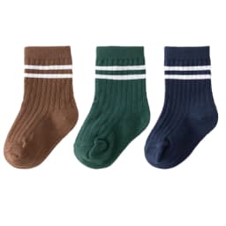 3pairs/lot Infant Boys Striped Socks Cotton Ribbed Stretch Mouthed Babies Boys Short Socks Newborn Toddler Boys Sporty Sock Pack