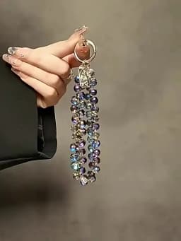 Glitter Beads Hand Wrist Strap Crystal Lanyard for iPhone Huawei Redmi Xiaomi Samsung Phone Charm Ornament Keychain Hang Rope