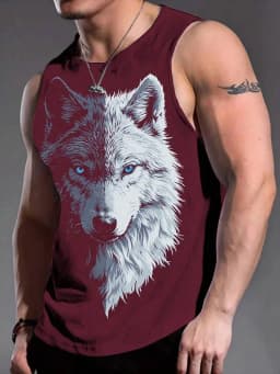 Street Fashion Personality Wolf Print Men's Tank Top Summer Daily Casual Men's Cool Tank Top Outdoor Sports Men's Tank Top