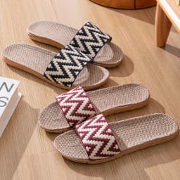 Summer Linen Slippers for Women Indoor Ladies Home Anti-Slip Thick Sole Linen Shoes Use Four Seasons Cool Slippers Slides
