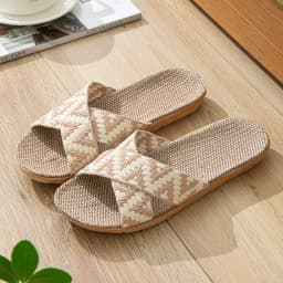 Summer Linen Slippers for Women Indoor Ladies Home Anti-Slip Thick Sole Linen Shoes Use Four Seasons Cool Slippers Slides