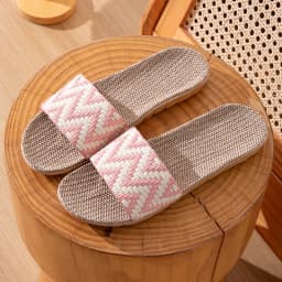 Summer Linen Slippers for Women Indoor Ladies Home Anti-Slip Thick Sole Linen Shoes Use Four Seasons Cool Slippers Slides