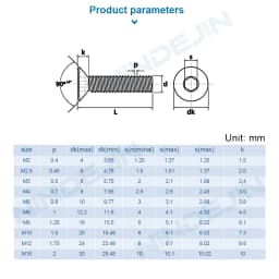 NINDEJIN Hexagon Socket Flat Head Screw Carbon Steel M1.6 M2 M2.5 M3 M4 M5 M6 M8 M10 M12 Allen Bolts Machine Screw
