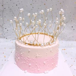 Metal Pearl Princess Crown Cake Topper Shiny Artificial Pearls Headdress Wedding&Engagement Cake Decora Birthday Topper Handmade