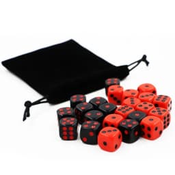 24 PCS/Set Dice with Velvet Bag Red/Black Dice SET 16mm