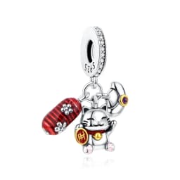 925 Sterling Silver Charms Beads Original Japanese Doll Fortune Cat Charm Fit Brand Bracelets Bangles DIY Jewelry For Women