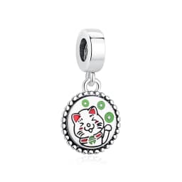 925 Sterling Silver Charms Beads Original Japanese Doll Fortune Cat Charm Fit Brand Bracelets Bangles DIY Jewelry For Women