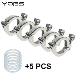 YQBS 1"- 8" Inch Sanitary Stainless Steel Tri Ferrule Clamps Clover SS 304 Fit for Pipe Flange With Silicone gasket