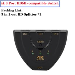 4K 2K 3x1 HDMI Cable Splitter HD 1080P Video Switcher Adapter 3 Input 1 Output Port HDMI Hub for Xbox PS4 DVD HDTV PC Laptop TV