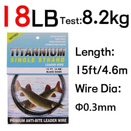 6LB-124LB 15ft/4.6m Kink-Resistant Toughness Nickel Titanium Fishing Leader Line for Saltwater Pike Tuna Wahoo Fishing