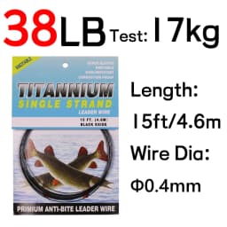 6LB-124LB 15ft/4.6m Kink-Resistant Toughness Nickel Titanium Fishing Leader Line for Saltwater Pike Tuna Wahoo Fishing