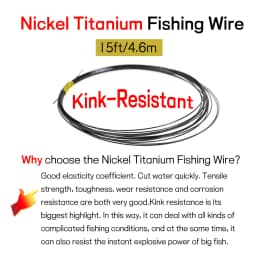 6LB-124LB 15ft/4.6m Kink-Resistant Toughness Nickel Titanium Fishing Leader Line for Saltwater Pike Tuna Wahoo Fishing